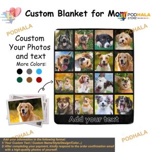 Custom Pet Photo Blanket Memorial Blanket with Text Dog Cat Photo Collage 3