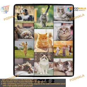 Custom Pet Photo Blanket Memorial Blanket with Text Dog Cat Photo Collage 5