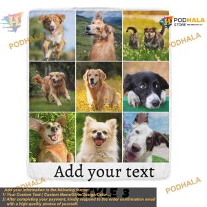 Custom Pet Photo Blanket Memorial Blanket with Text Dog Cat Photo Collage 6