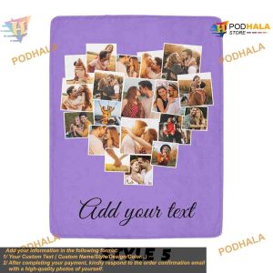 Custom Pet Photo Blanket Memorial Blanket with Text Dog Cat Photo Collage 8