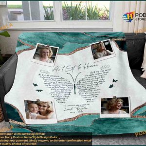 Custom Photo As I Sit In Heaven Memorial Blankets Butterfly Portrait Sympathy Gift 2
