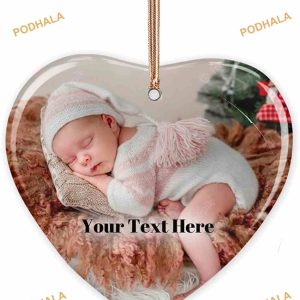 Custom Photo Christmas 2023 Personalized Picture Ornaments, Ceramic Baby's First Keepsake