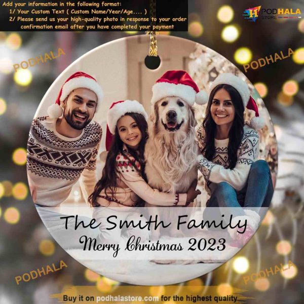 Custom Photo Christmas Ornaments 2023 Personalized Dog Cat Design