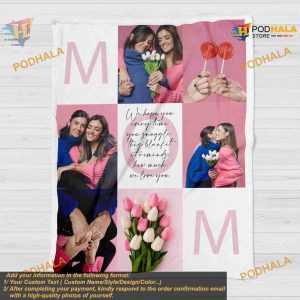 Custom Photo Collage Christmas Mom Gift, Picture Text Keepsake for Family