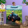 Custom  Photo Little Farmer Kids Name Blanket, Boy on Tractor Gift Blanket