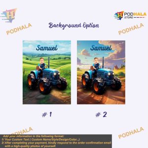 Custom Photo Little Farmer Kids Name Blanket Boy on Tractor Gift Blanket 2