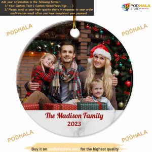 Custom Photo & Name Christmas Ornaments 2023 Family Tree Decor