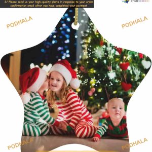 Custom Photo Text Ornaments 2023 Personalized Ceramic Xmas Tree Decor