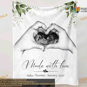 Custom Photo Ultrasound First Time Mom Fleece Blanket Mom to Be Gift 2