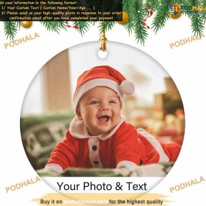 Custom Picture Text Ornaments 2023 Baby's First Xmas Ceramic Decor