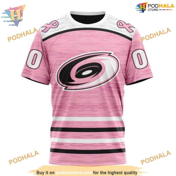 Custom Pink Fight Breast Cancer Design NHL Carolina Hurricanes Hoodie 3D