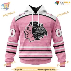Custom Pink Fight Breast Cancer Design NHL Chicago Blackhawks Hoodie 3D 1