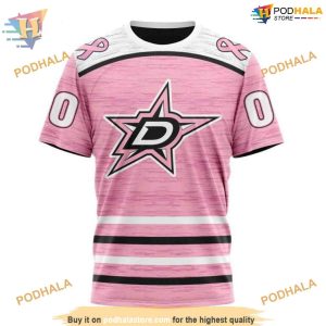 Custom Pink Fight Breast Cancer Design NHL Dallas Stars Hoodie 3D 3
