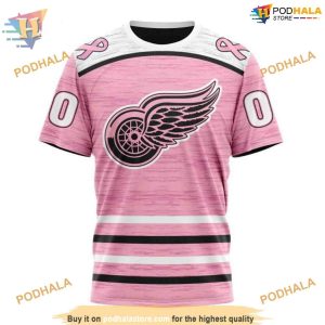 Custom Pink Fight Breast Cancer Design NHL Detroit Red Wings Hoodie 3D 3