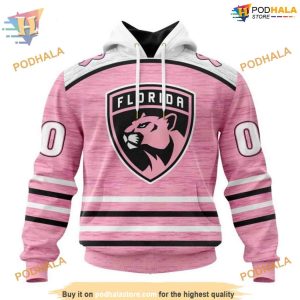 Custom Pink Fight Breast Cancer Design NHL Florida Panthers Hoodie 3D 1
