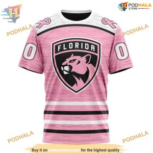 Custom Pink Fight Breast Cancer Design NHL Florida Panthers Hoodie 3D 3