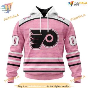 Custom Pink Fight Breast Cancer Design NHL Philadelphia Flyers Hoodie 3D 1