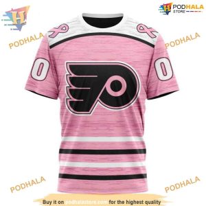 Custom Pink Fight Breast Cancer Design NHL Philadelphia Flyers Hoodie 3D 3