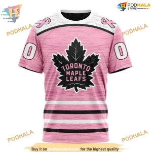 Custom Pink Fight Breast Cancer Design NHL Toronto Maple Leafs Hoodie 3D 3