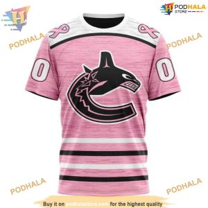 Custom Pink Fight Breast Cancer Design NHL Vancouver Canucks Hoodie 3D 3