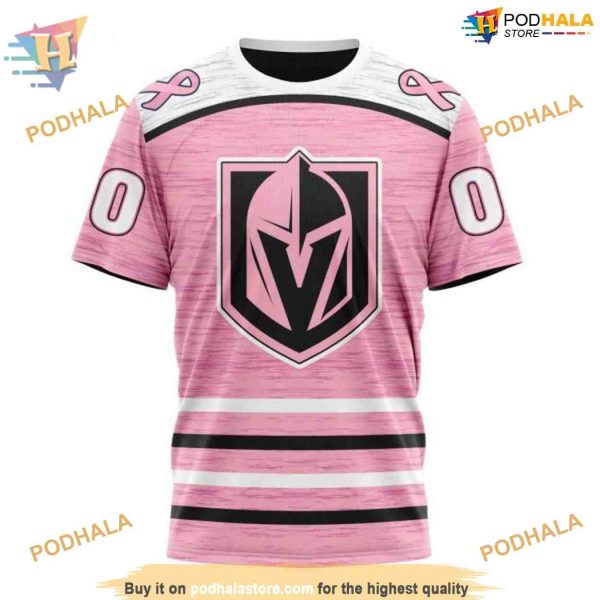 Custom Pink Fight Breast Cancer Design NHL Vegas Golden Knights Hoodie 3D