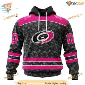 Custom Pink In The Rink Fight Breast Cancer NHL Carolina Hurricanes Hoodie 3D 1