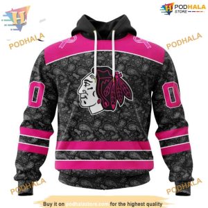 Custom Pink In The Rink Fight Breast Cancer NHL Chicago Blackhawks Hoodie 3D 1