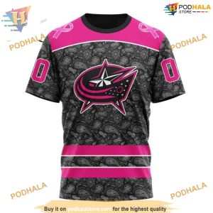 Custom Pink In The Rink Fight Breast Cancer NHL Columbus Blue Jackets Hoodie 3D 3