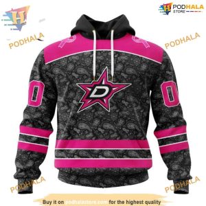 Custom Pink In The Rink Fight Breast Cancer NHL Dallas Stars Hoodie 3D 1