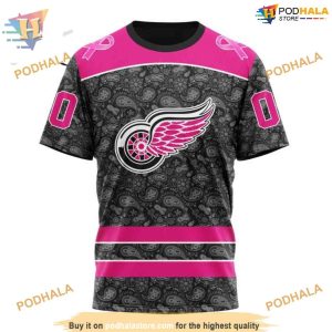 Custom Pink In The Rink Fight Breast Cancer NHL Detroit Red Wings Hoodie 3D 3