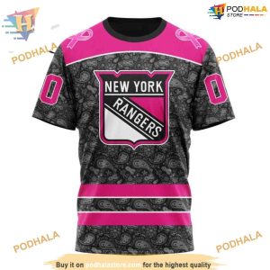 Custom Pink In The Rink Fight Breast Cancer NHL New York Rangers Hoodie 3D 3