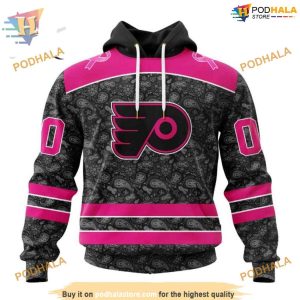 Custom Pink In The Rink Fight Breast Cancer NHL Philadelphia Flyers Hoodie 3D 1
