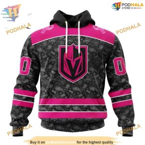 Custom Pink In The Rink Fight Breast Cancer NHL Vegas Golden Knights Hoodie 3D 1