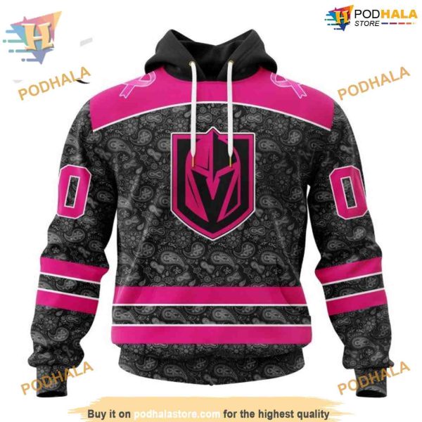 Custom Pink In The Rink Fight Breast Cancer NHL Vegas Golden Knights Hoodie 3D
