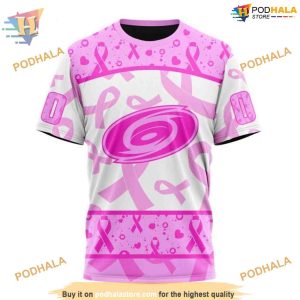 Custom Pink October Breast Cancer Awareness Month NHL Carolina Hurricanes Hoodie 3D 3