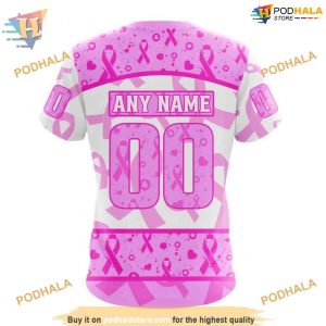 Custom Pink October Breast Cancer Awareness Month NHL Carolina Hurricanes Hoodie 3D 4