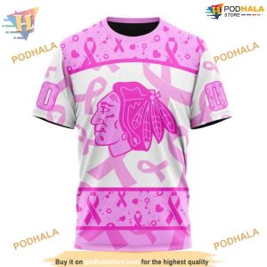 Custom Pink October Breast Cancer Awareness Month NHL Chicago Blackhawks Hoodie 3D 3