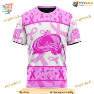 Custom Pink October Breast Cancer Awareness Month NHL Colorado Avalanche Hoodie 3D 3