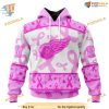 Custom Pink October Breast Cancer Awareness Month NHL Detroit Red Wings Hoodie 3D