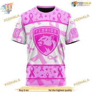 Custom Pink October Breast Cancer Awareness Month NHL Florida Panthers Hoodie 3D 3