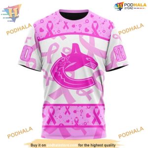 Custom Pink October Breast Cancer Awareness Month NHL Vancouver Canucks Hoodie 3D 3