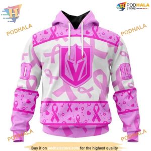 Custom Pink October Breast Cancer Awareness Month NHL Vegas Golden Knights Hoodie 3D 1
