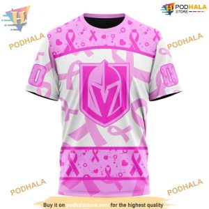 Custom Pink October Breast Cancer Awareness Month NHL Vegas Golden Knights Hoodie 3D 3
