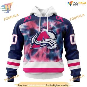 Custom Pink October Fight Breast Cancer NHL Colorado Avalanche Hoodie 3D 1