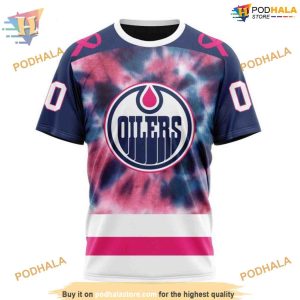 Custom Pink October Fight Breast Cancer NHL Edmonton Oilers Hoodie 3D 3
