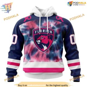 Custom Pink October Fight Breast Cancer NHL Florida Panthers Hoodie 3D 1