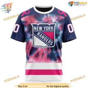Custom Pink October Fight Breast Cancer NHL New York Rangers Hoodie 3D 3