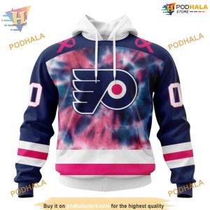 Custom Pink October Fight Breast Cancer NHL Philadelphia Flyers Hoodie 3D 1