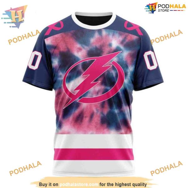 Custom Pink October Fight Breast Cancer NHL Tampa Bay Lightning Hoodie 3D