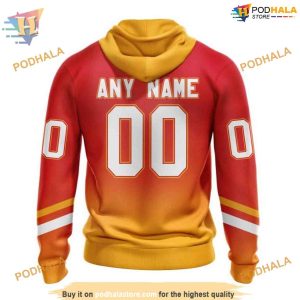 Custom Retro Gradient Design NHL Calgary Flames Hoodie 3D Sweatshirt 2